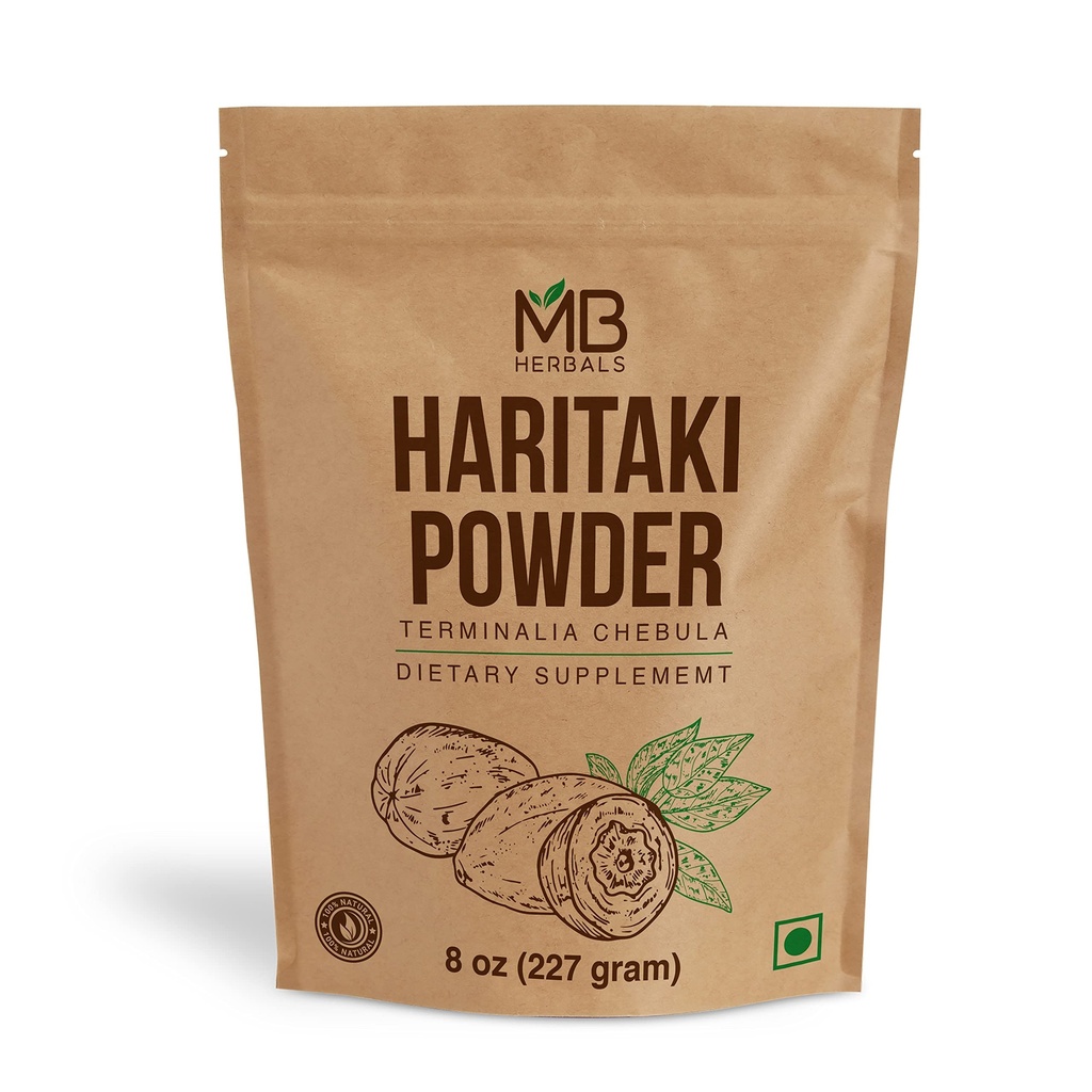 MB Herbals Haritaki Powder 8 oz / 227 Gram / 0,5 lb  duración Inknut Powder ¦ Terminalia chebula Harde Chebulic Myrobalan ← Gluten Free ← No Preservstives