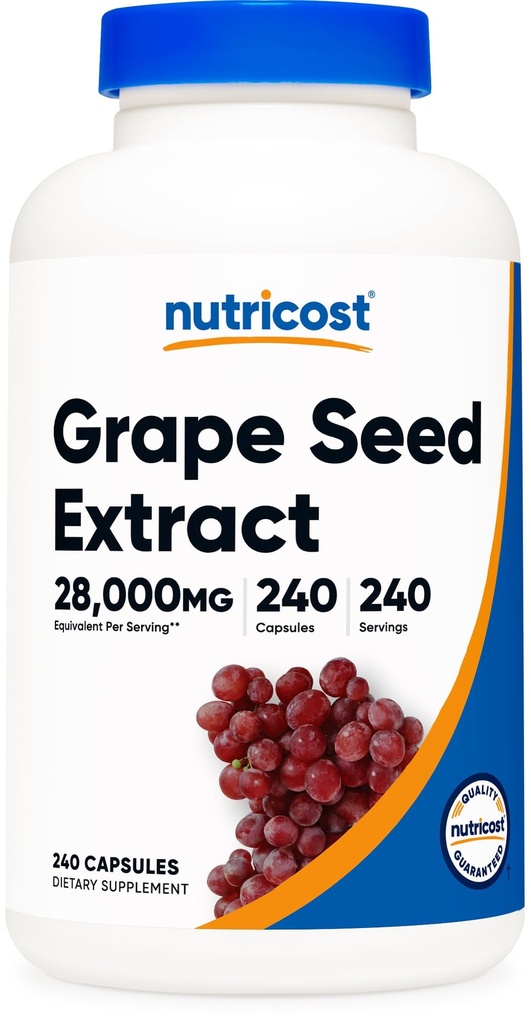 Nutricost Grape Seed Extract 28,000mg, 240 Cápsula - No GMO, Gluten Free, Vegetarian Friendly