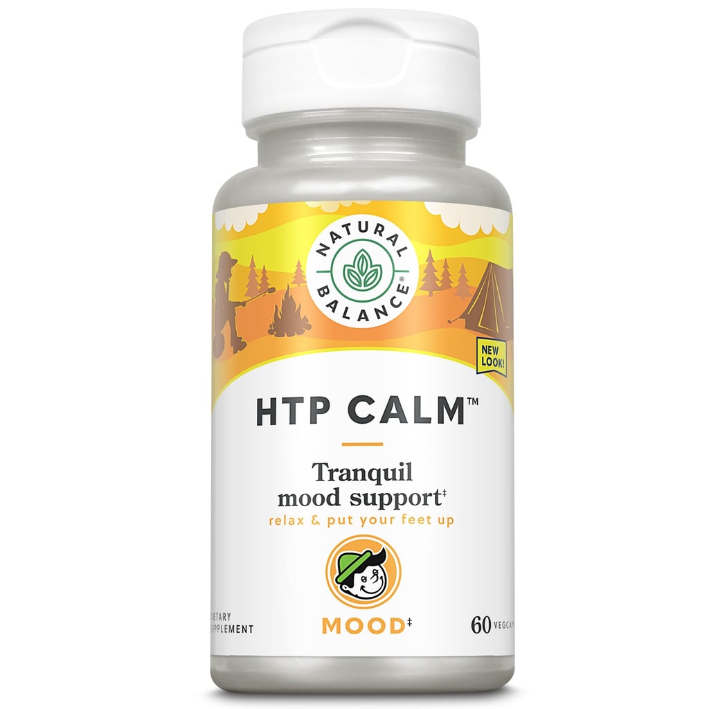 Natural Balance HTP Calm TENIDO Suplemento Herbal Ayuda a apoyar Mood, Relax &amp; Stress TEN Vitamin B-6, Kava Kava & St. Johns Wort ANTE 60 Caps