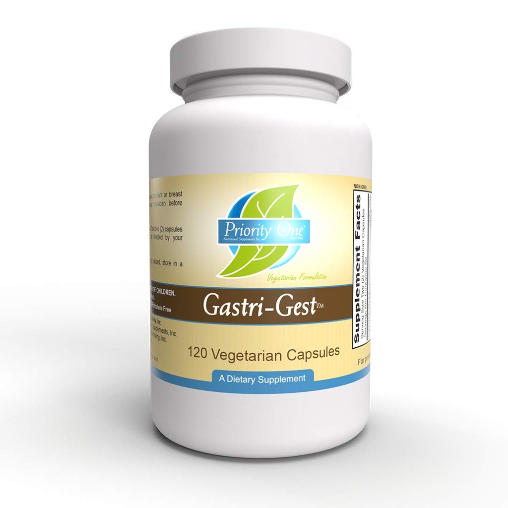 Priority One Vitamins Gastri Gest 120 Vegetarian Capsules - Combinación potente de enzimas vegetales que ayudan a mantener la digestión saludable y la actividad intestinal enzimática.*