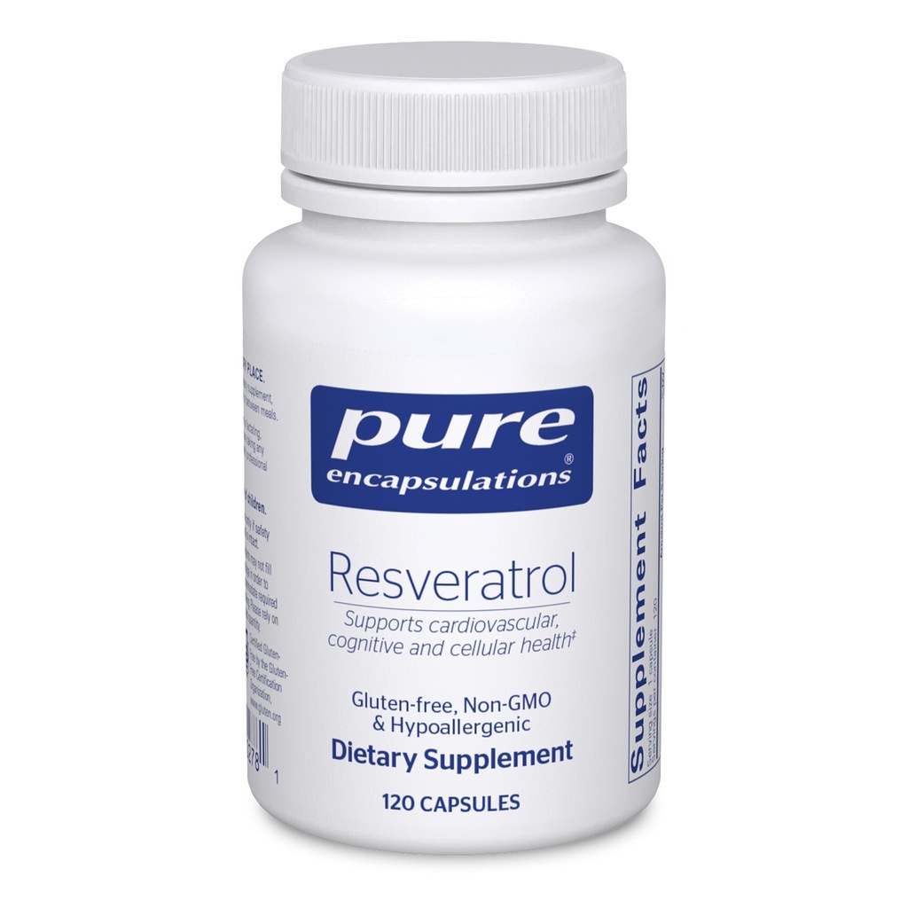 Encapsulaciones puras Resveratrol - Cardiovascular, Cellular Health & Memory Support* - 40 mg Trans-Resveratrol - Suplemento de antioxidantes - Gluten Free " Non-GMO - 120 Capsules