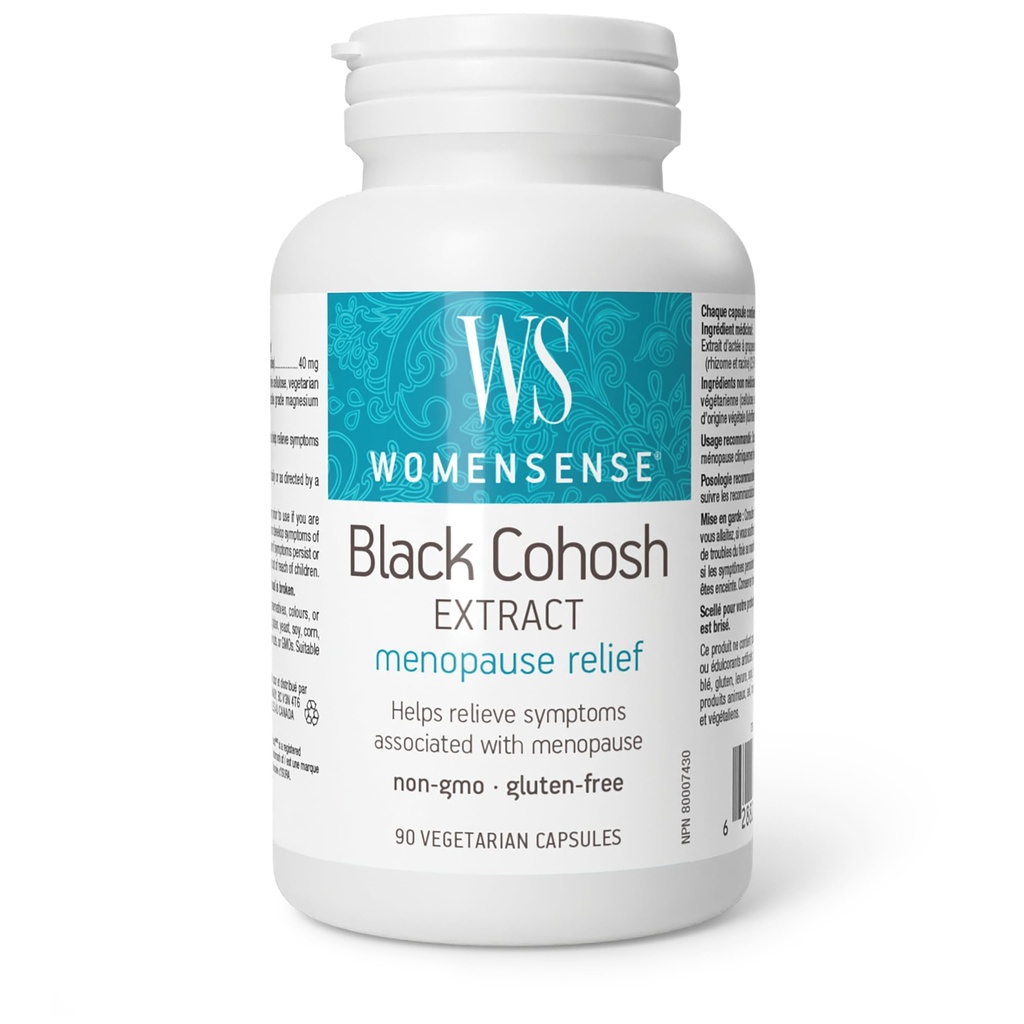 Factores naturales - WomenSense Women's Black Cohosh Extracto 40 mg, Menopausal Symptom Support, 90 cápsulas vegetarianas