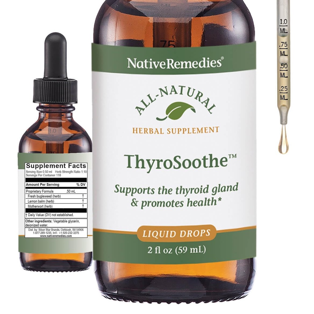 Remedios nativos ThyroSoothe - All Natural Herbal Supplement Soothes The Thyroid Gland - Supports Systemic Balance in The Endocrine System and Thyroid Gland - 59 mL