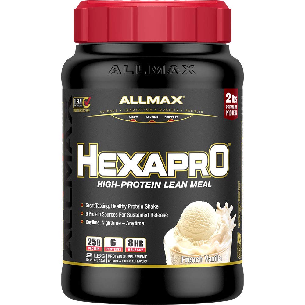 ALLMAX HEXAPRO, French Vanilla - 2 lb - 25 Grams of Protein Por Serving - 8-Hour Sustained Release - Zero Sugar - 21 Servings