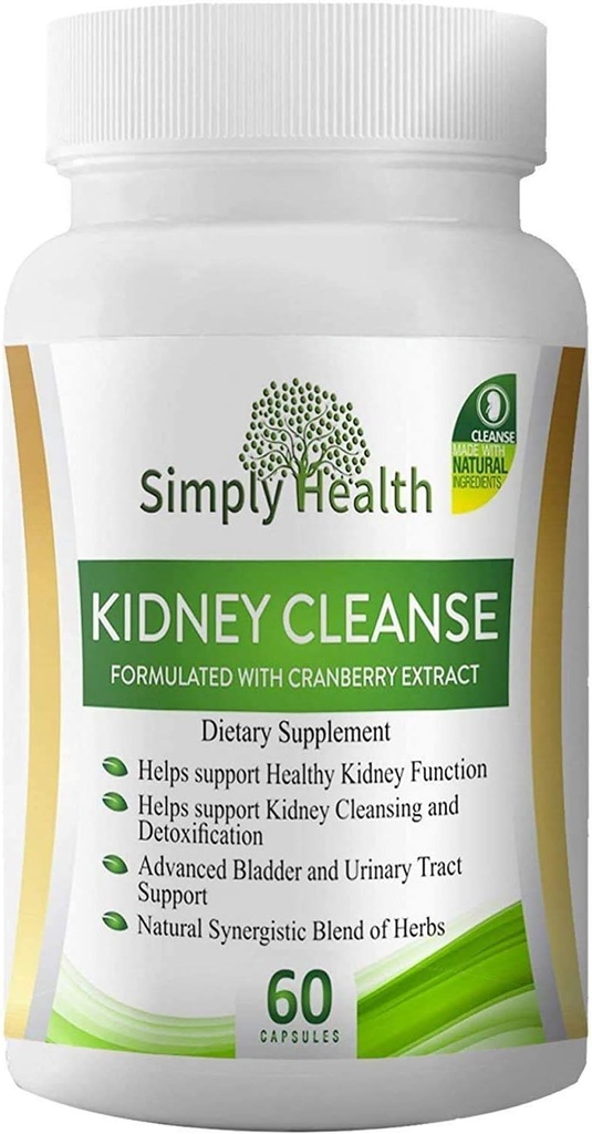 Premium Kidney Cleanse " Detox Health Supplement with Organic Cranberry Extract Supports Kidney, Bladder &amp; Urinary Tract Health - Natural Detoxifier for Men &amp; Women - GMP Certified, 60 Veggie Capsules