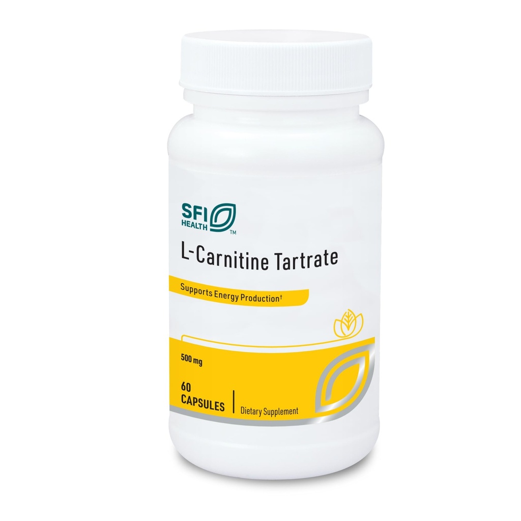 Klaire Labs SFI Health L-Carnitine Tartrate - 500 mg Amino Acid, Stabilized L-Carnitine - No Synthetic D-Carnitine (60 cápsulas)