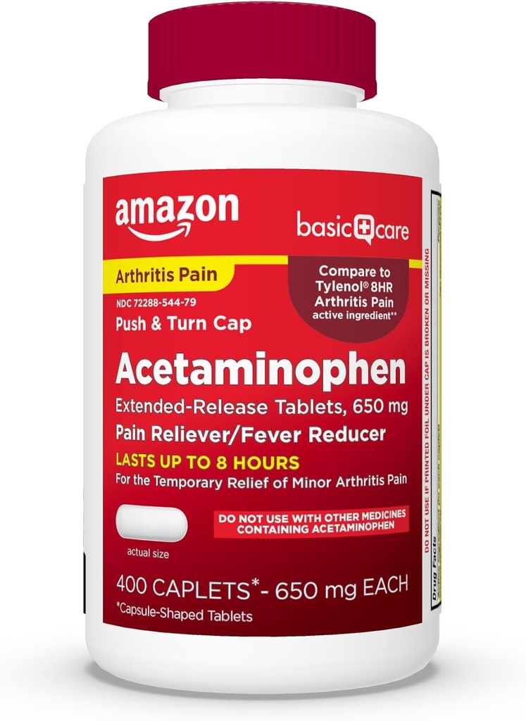 Cuidado básico Acetaminofeno Tablas extendidas de liberación, 650 mg, Dolor de artritis, 400 condes