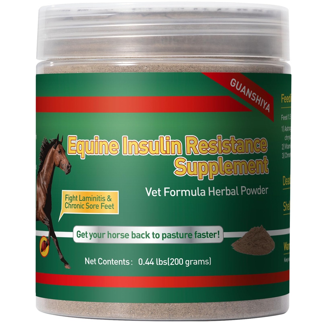 Suplemento de Resistencia a la Insulina para Caballos, Herbal Formulado para Alta Insulina, Laminitis Crónica, Síndrome de Cushing, Pie de Sora, Reducción de Sugar de Sangre " Mejora metabólica, 0,44 lbs
