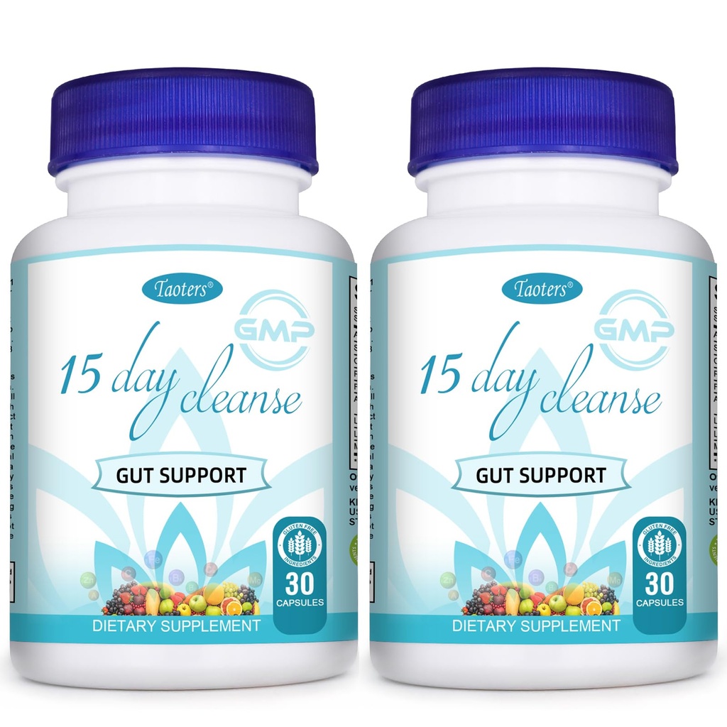 15 Day Cleanse Gut Support 2 Pack ← Colon Broom, Detox Suplemento con Senna, Cascara Sagrada " Psyllium Husk, para Hombres y Mujeres