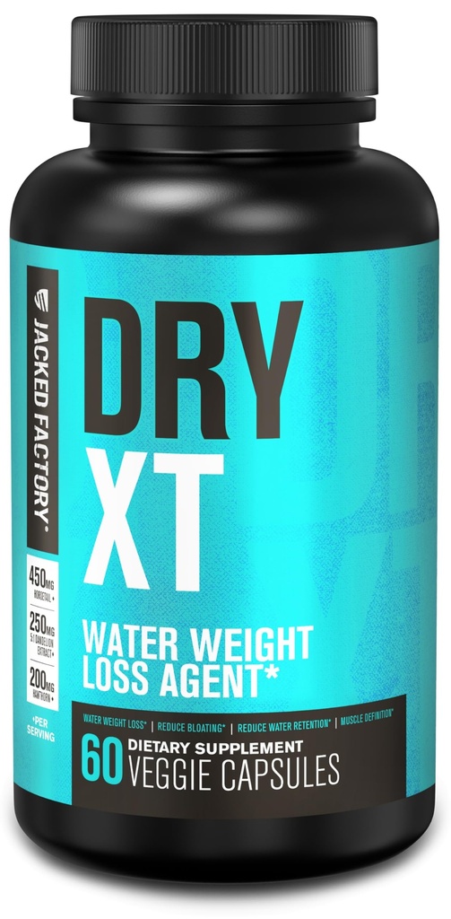 Píldoras de agua diurética de la fábrica de Jacked Dry-XT - Suplemento natural TEN reduce la retención de agua " Bloating ¦ Dandelion Root Extracto, Potasio, 7 Más potentes ingredientes - 60 cápsulas de verduras