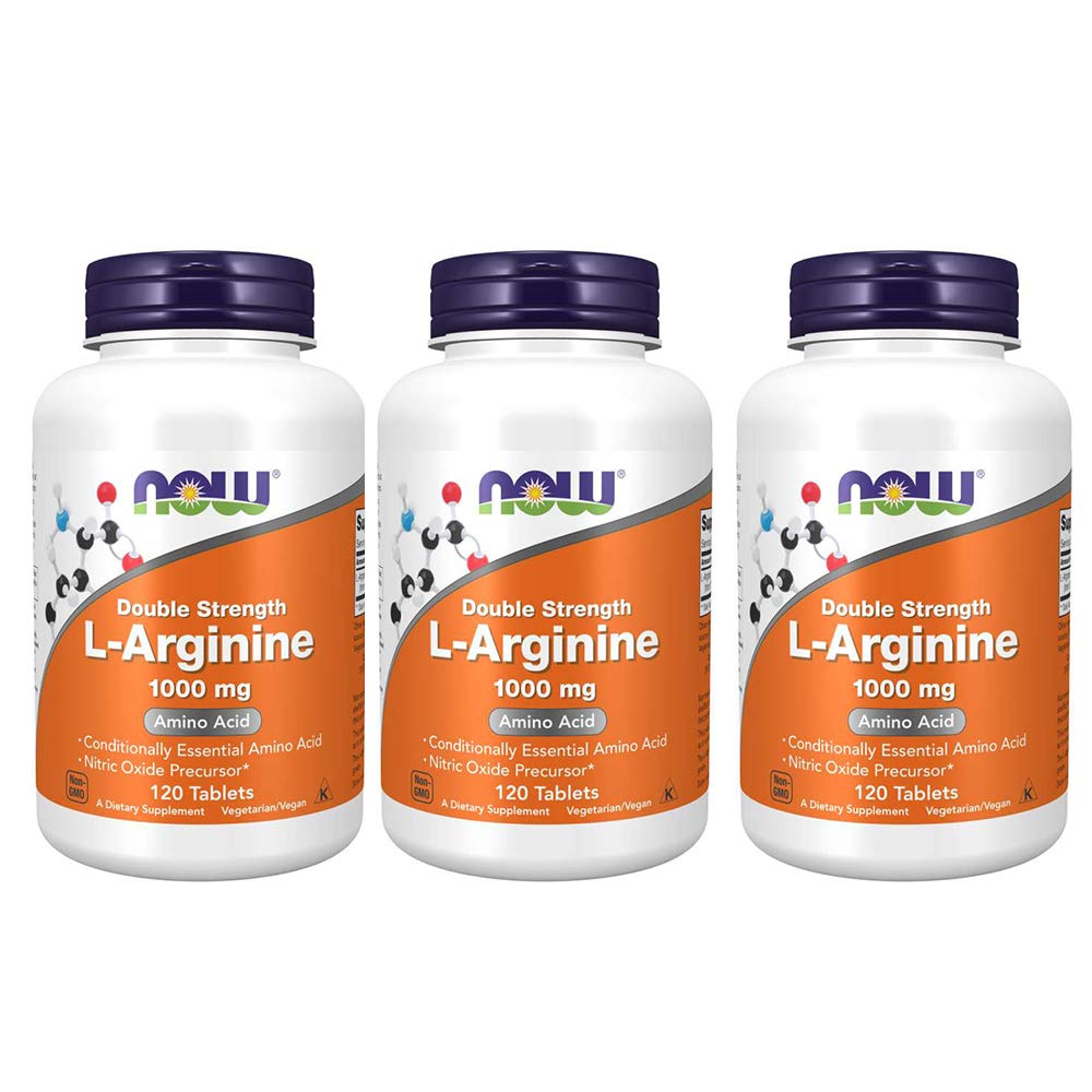 Ahora Comidas L-Arginina 1000mg, 120 Tabletas (Pack of 3)