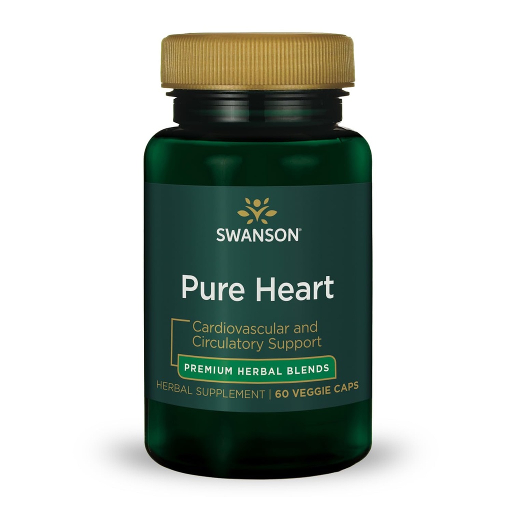Swanson Pure Heart Cardiovascular Circulatory Health Antioxidant Resveratrol Blood Pressure Cholesterol Support Herbal Suplemento 60 Veggie Capsules (Veg Caps) Vegan
