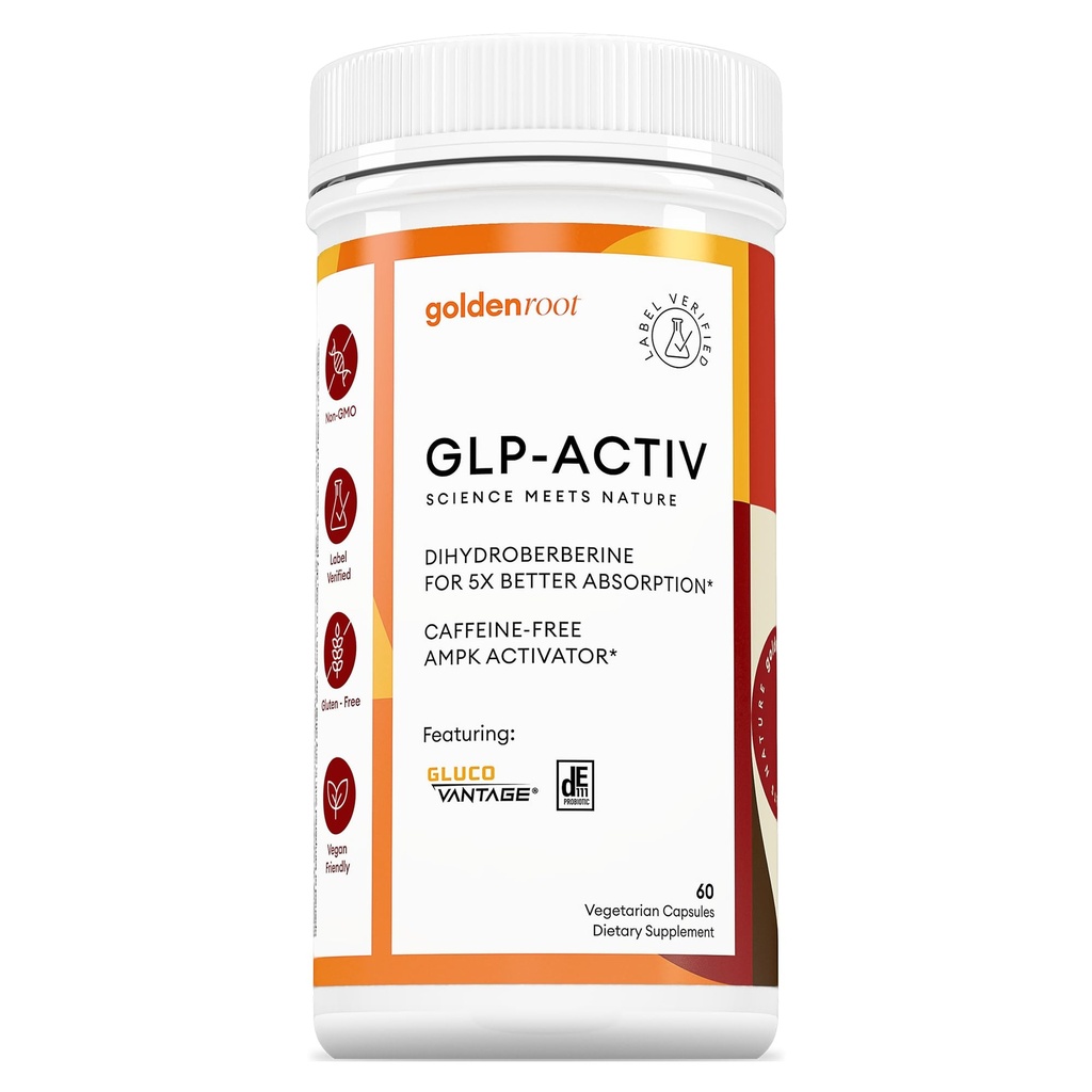 GLDN Berberine Advanced Absorption Formula - 200mg Dihydroberberine 5X Ausorción mejorada - DIM - Chromium Picolinate y DE111 Probióticos para soporte digestivo - Vegan Friendly - 60 cápsulas