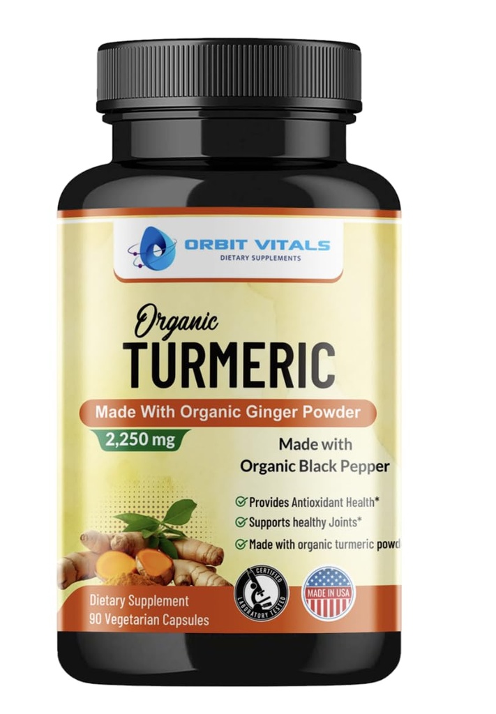 Curcumina Turmérica con Pepper Negro &amp; Ginger 2250mg - Suplemento Turmérico Ultra Potent con 95% Curcuminoides " BioPerina para soporte conjunto, Biodisponibilidad mejorado, Salud Inmuna - 90 cápsulas Vegan
