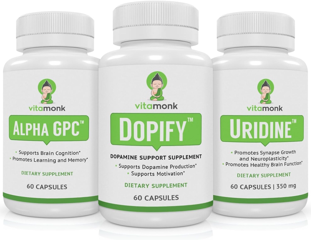 Suplemento de apoyo a la dopamina junto con Alpha GPC y Uridine - Neuro Boost Duo