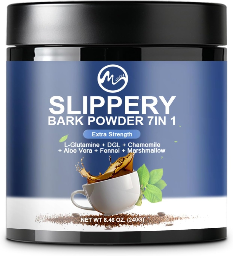 Elm resbaladizo, pólvora orgánica Elm Bark con L-Glutamina, DGL, Chamomile, Aloe Vera, Fennel, Marshmallow, hierbas naturales para calmar garganta &amp; soporte digestivo, 40 piezas