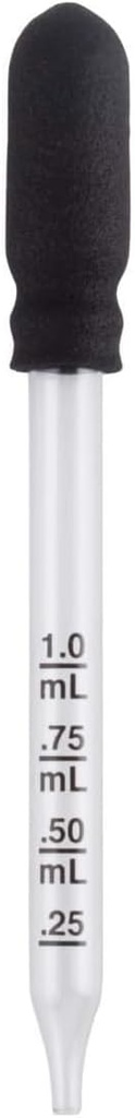 EZY DOSE Kids Straight-Tip Ear and Eye Medicine Dropper for Liquid &amp; Medicine, 1mL Capacity Calibrated Glass, Rubber Bulb, Deliver Correct Dose, Clear, BPA Free