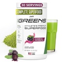 JYM Greens Super Food Powder for Performance, Blueberry Acai, Spirulina, Mushrooms, Vitaminas, BroccoPhane & Broccoli, Men &amp; Women, 30 Servings