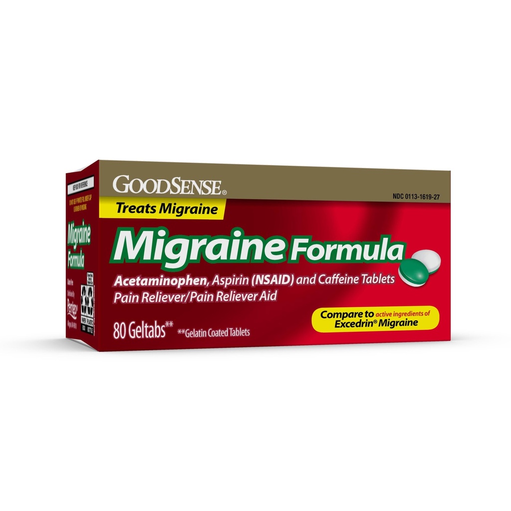 GoodSense Migraine Relief Geltabs, Acetaminophen, Aspirin (NSAID) y Caffeine, 80 Conde