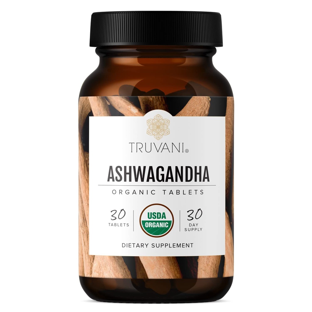 Truvani Orgánica Ashwagandha ← Energía diaria, Positivo Apoyo al Mood, Apoyo a la Salud del Cerebro ← Crecimiento del Musculo y la Resistencia del Durmiente Saludable ← No-GMO TEN 30 Day Supply
