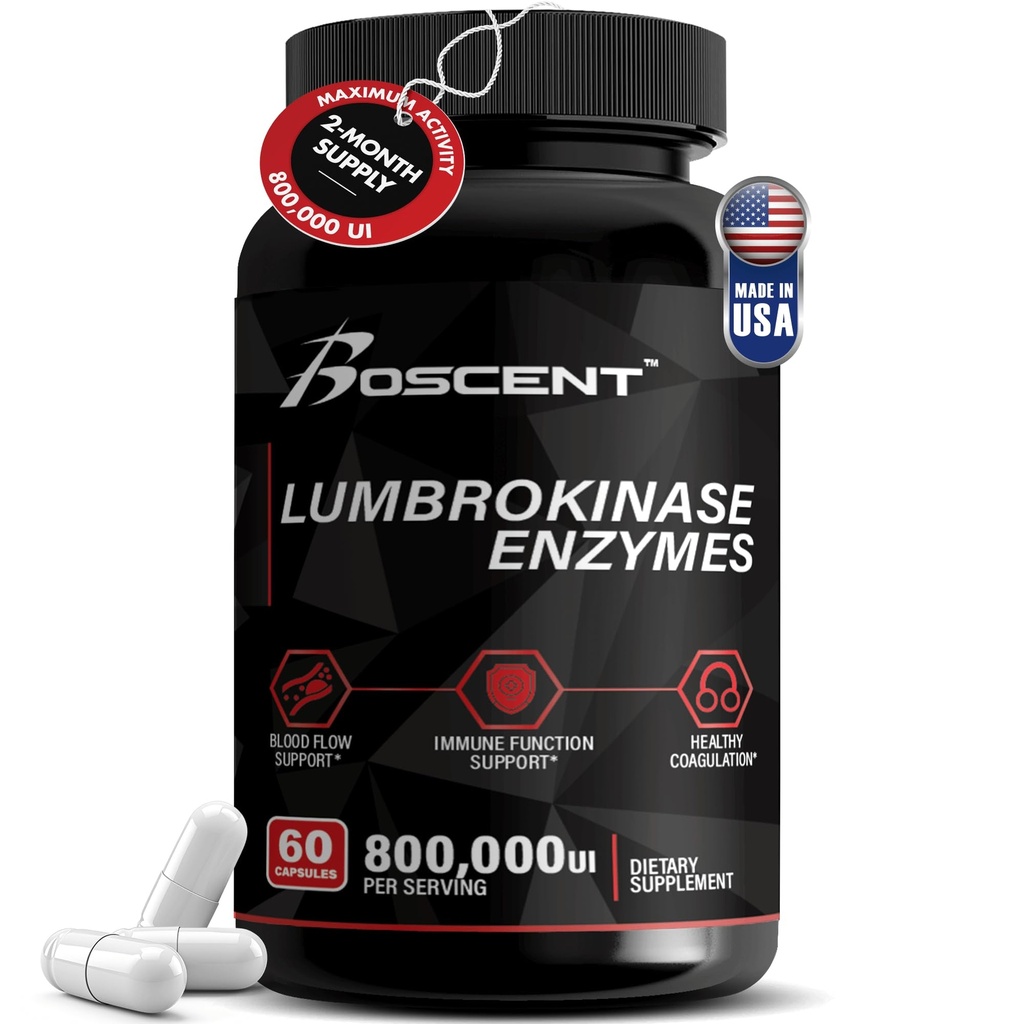 Lumbrokinase Suplemento 40mg (60 cápsulas) - Maximum Activity-800,000 UI - Pure Lumbrokinase Enzymes enzimas digestivas, Better Than serrapeptase Nattokinase Suplemento, Lab Tested, Non GMO