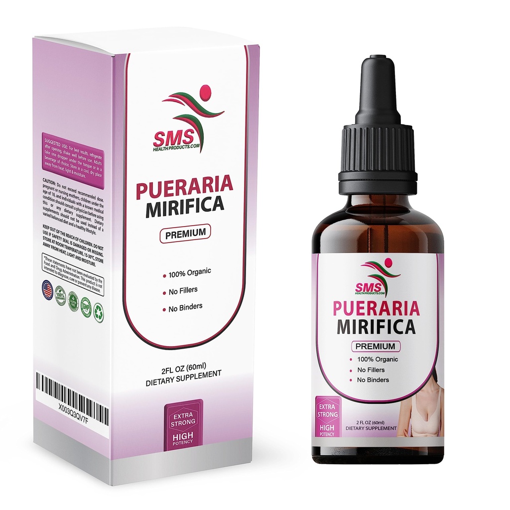 Pueraria Mirifica Drops ← Premium Grade ← Herbal Liquid Extract ← Non-GMO, Organic, Vegan, Alcohol Free Tincture ← 2 Fl Oz (60ml)