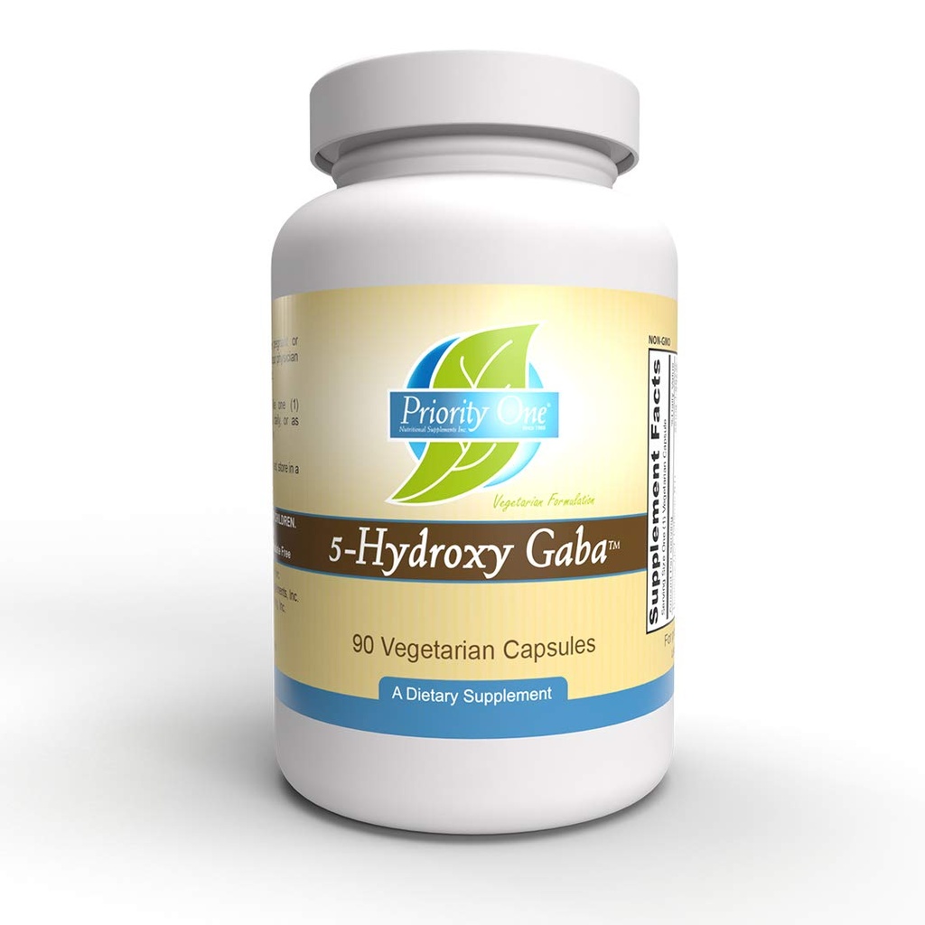 Priority One Vitamins 5 Hydroxy GABA (Gamma Aminobutyric Acid) (5HTP)* 90 cápsulas vegetarianas