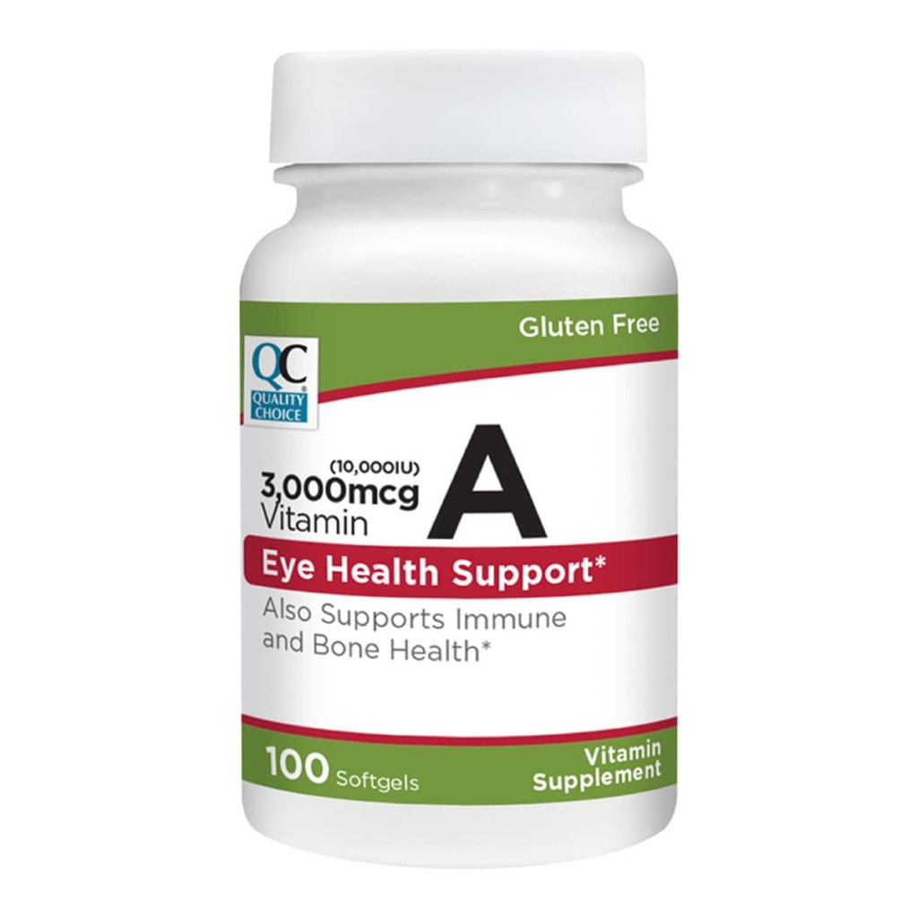 Opciones de calidad Vitamina A 3000 mcg (10.000 UI) Softgels. Soporta el sistema inmunitario, la visión y la función del hueso. High Potency Palmitate Formula 100 Softgels
