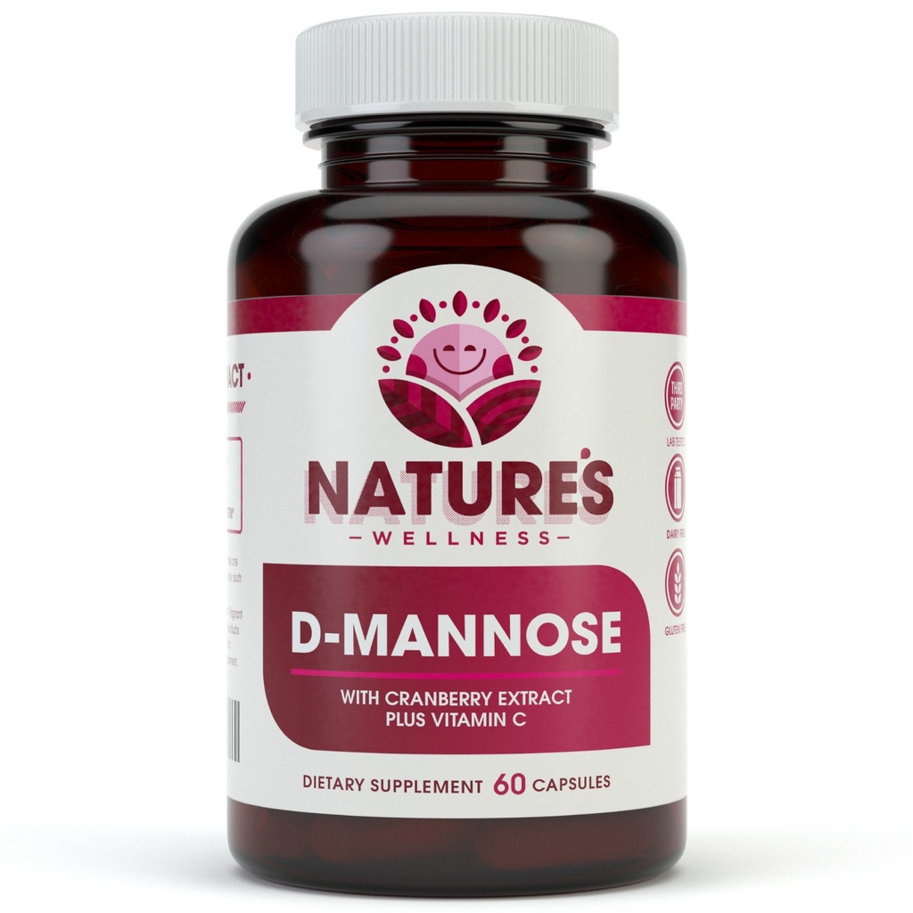 D MANNOSE con extracto de arándano " Vitamina C - UT Cleanse " Bladder Health - Protects Against UTI - Natural Healthy Flush " Detox Impurities ← 60 Veg Capsule