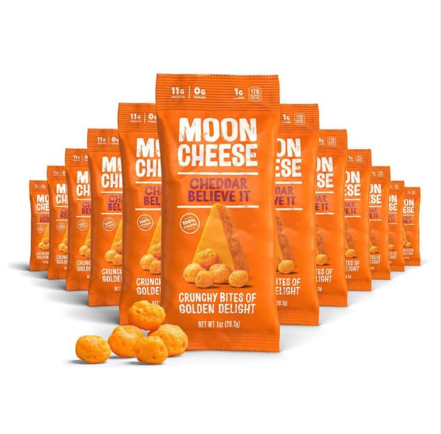 Cheddar de queso Luna Lo crea, 1 onza, 12 patas, Crunchy, Protein-Rich Cheese Snack, Keto Friendly, 100% Real Cheese