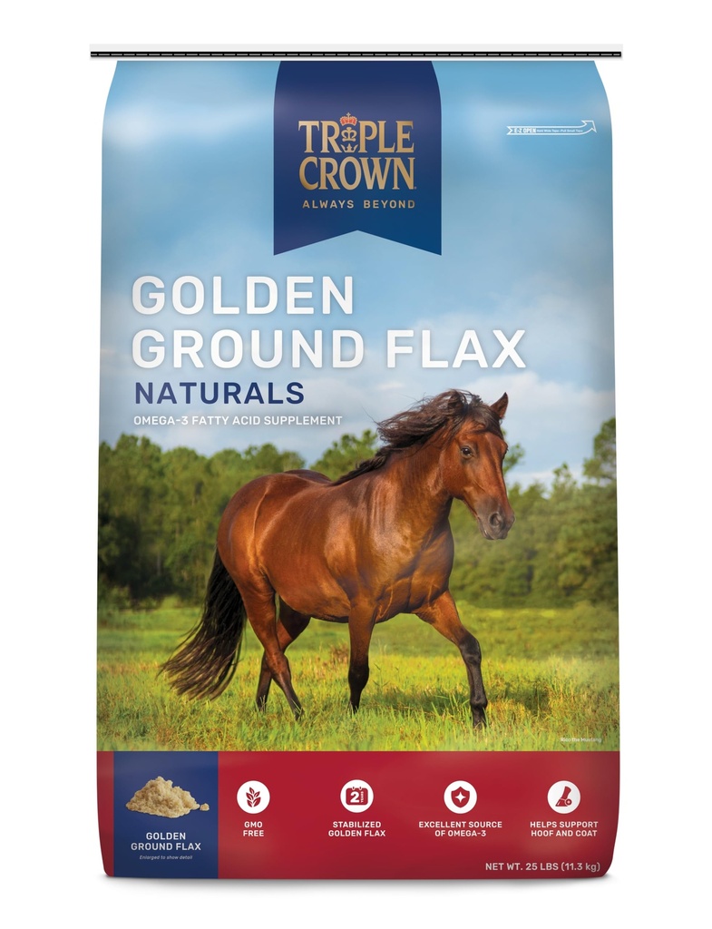 Triple Corona de Oro Flax, Flax para Caballos, Flaxseed para Caballos, Omega 3 Suplemento Equino, 25 libras