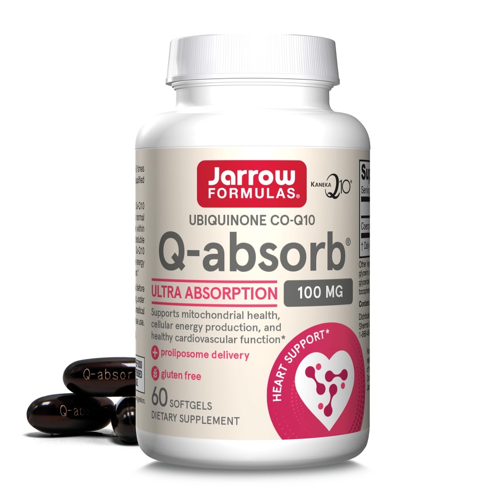 Jarrow Formulas Q-absorb Co-Q10 100 mg - 60 Softgels - Suplemento dietético - Apoyo antioxidante para la producción de energía mitocondrial " Salud cardiovascular - Hasta 60 Servings