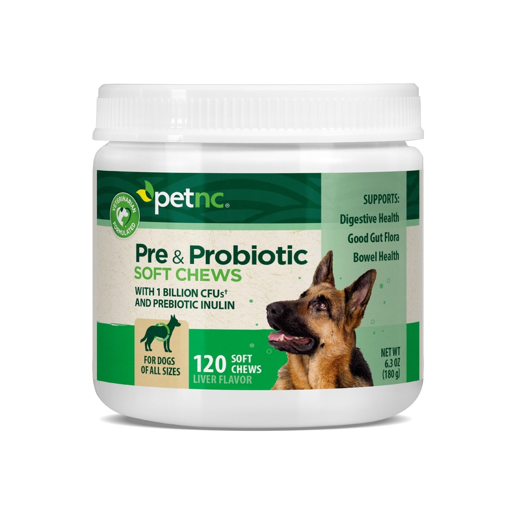 PetNC Natural Care Liver Flavor,Cheese Pre " Probiotic Soft Chews for Dog 120 ct (Pack of 1) (Packaging May Vary)