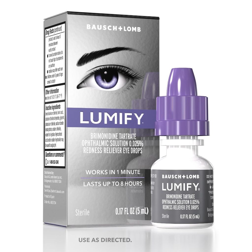 LUMIFY Eye Drops for Red Eyes, Redness Reliever for Brighter Looking Eyes, Works in 1 Minute < Lasts Up to 8 Hours, Eye Drops, 0.17 Fl Oz (5 mL)