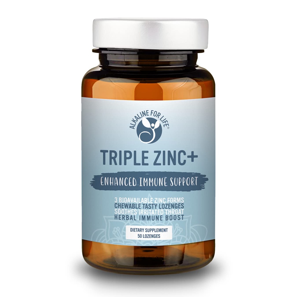 Triple Zinc Lozenges - 3 Formas de Zinc Glycinate Bioavailable, Citrato de zinc, Zinc Aspartate - Zinc Immune Support Suplemento Echinacea, Slippery Elm, OPC, Vitamina C, Sucanat Honey