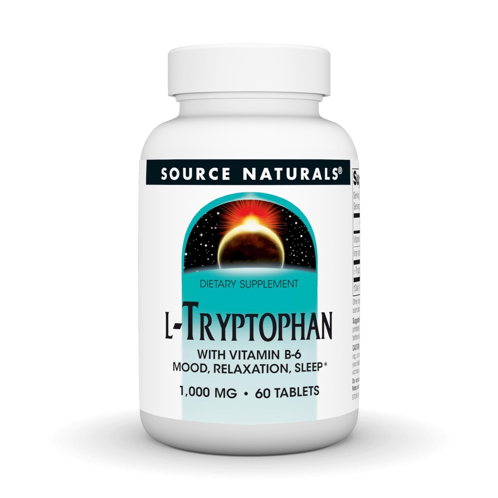 Fuente Naturales L-Tryptofan con vitamina B-6 - Soporte Mood, Relax y sueño - 1000mg - 60 Tablets