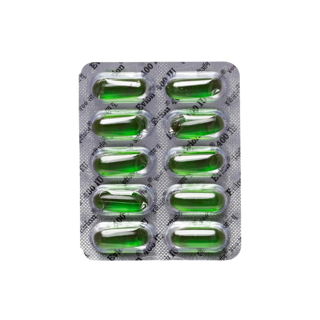 50 Evion Capsules Vitamina E para la cara de la guanición,Cne,Nails, Esquía de la guanición 400mg