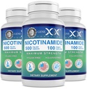 Fórmulas genéticas Nicotinamide 500mg (3-Pack) Vitamina B3 Flush Capsules de niacina gratis para la piel sana - Niacinamide Suplemento Las pastillas ayudan a producir Keratin &amp; Support Skin Cell Health & Energy (300 cápsulas)