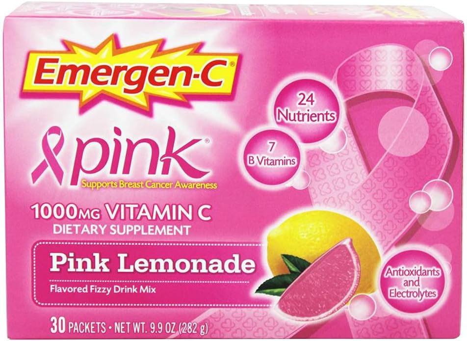 Emergen-C 1000mg Vitamina C Powder para soporte diario Caffeine Free Vitamina C Suplementos con zinc y manganés, vitaminas B y electrolitos, Super Orange Flavor - 30 Cuenta