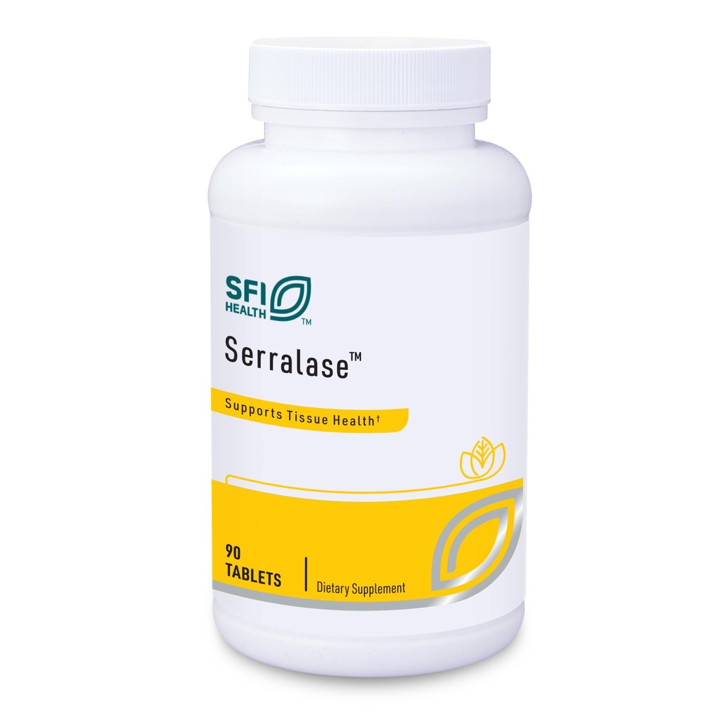Klaire Labs SFI Health Serralase - Vegetarian Proteolytic Enzyme Blend with Serratia Peptidase " Bromelain for Digestion, Sourced from Papaya " Pineapple, Hypoallergenic (90 Enteric Coated Tablets)