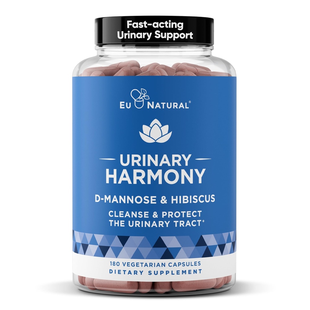 Suplemento D-Mannose de Armonía urinaria – Salud de Tracto urinario para las mujeres – Limpia y Fluye el sistema urinario – Potent Clinical Strength Fórmula con DMannose e Hibiscus – 180 Fast Acting Capsules