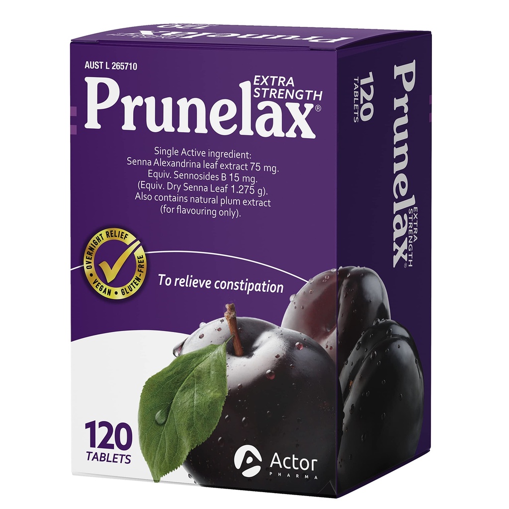 Tablas de Prunelax - Suplemento Laxante Natural Extra Strength Contiene Senna de alta resistencia para el alivio del estreñimiento & Restaurar Normal Bowel Motion-120 Tablets