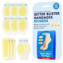 Bandages de mejor ampollas del Dr. Frederick - 12ct - Resistant de agua - 40% más Cushioning - Bandages de hidrocoloides para pies, pies, tacón - Blister Pads for Prevention & Recovery - Vaiety Pack