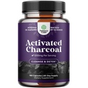 Natures Craft Activated Charcoal Pills Detox &amp; Cleanse - Purifying Coconut Capsules with 1200 mg Por Serving for Bloating Relief - Active Detox Supplement for Body & Gut Health -180 Count