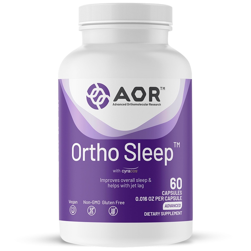 AOR, Ortho Sleep, mejora el sueño general &amp; ayuda con Jet lag, Suplemento natural con GABA, Melatonin, L-Theanine, Vegan, 30 Servimientos (60 cápsulas)