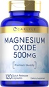 Carlyle Magnesium Oxide 500mg tención 120 Capsules ← Premium Quality ← No GMO y Gluten Suplemento gratuito