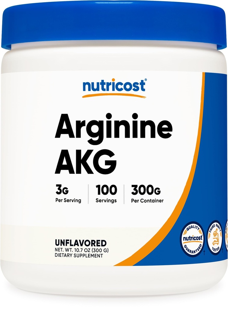 Nutricost Arginine AKG Powder 300 Grams (AAKG) - 3G Por Serving &amp; 100 Servings - Pure Arginine Alpha Ketoglutarate