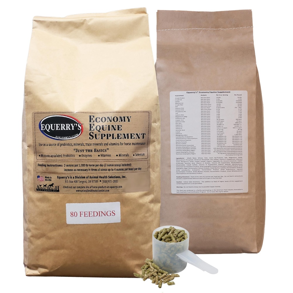 Equerry's Economy Equine Suplemento - Horse Probiotics ← Suplemento para Caballos TENIDO Vitaminas y Minerales Suplemento con Enzymes y Selenium, 10lb