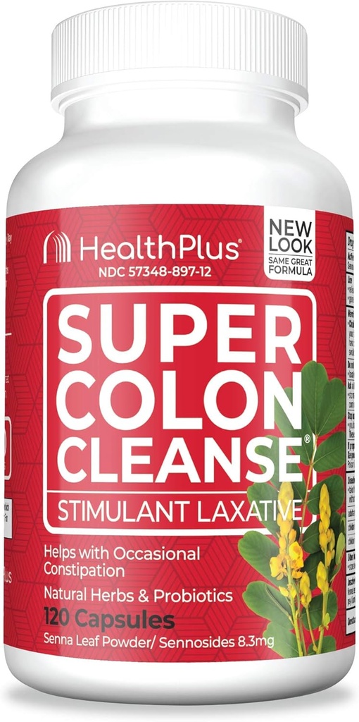 Health Plus Super Colon Cleanse Laxative, 530 Milligrams, 120 Cuenta (Pack of 1)
