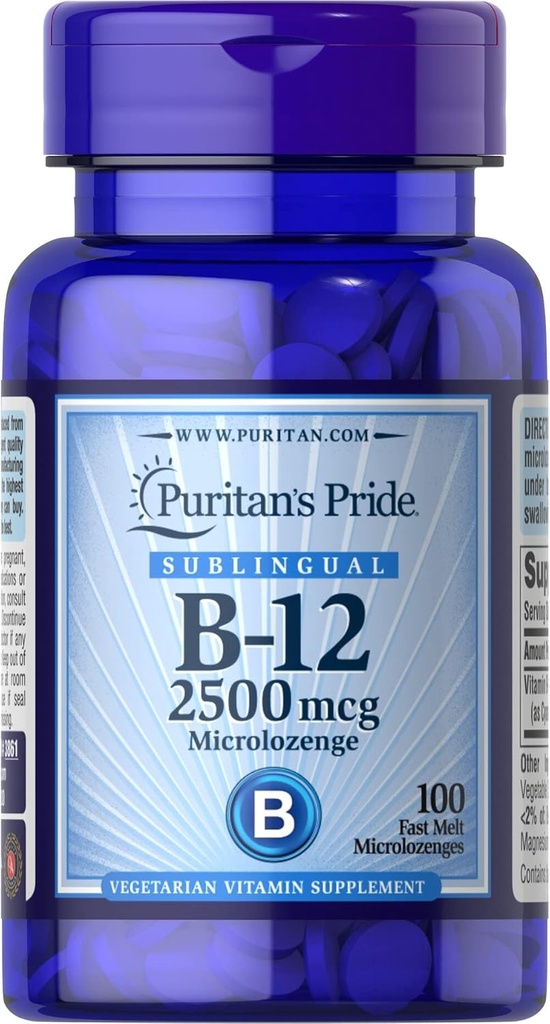 Pride de Puritan Vitamina B-12 2500 mcg Microlozenges, 100 Condes